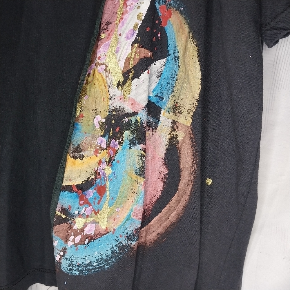 Abstract Art 100% Cotton Boho Artsy Hand Painted In Greece Size L Open Cardigan - Picture 4 of 16